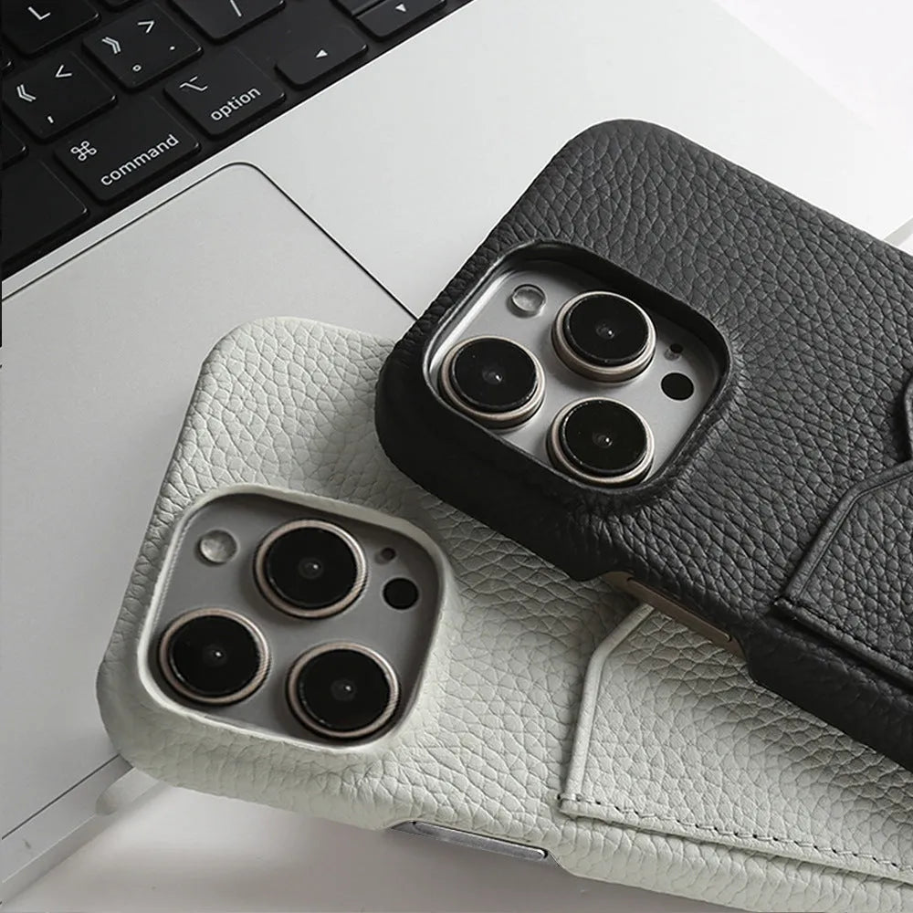 Genuine leather magnetic phone case for Apple iPhone 13 14 15 series in black red colour option