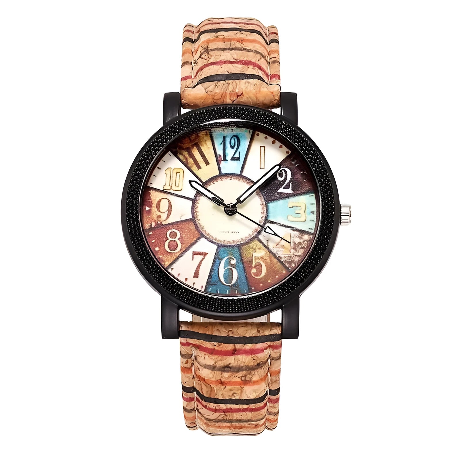 Casual vintage women's watch with brown leather strap and silver 37mm round dial.