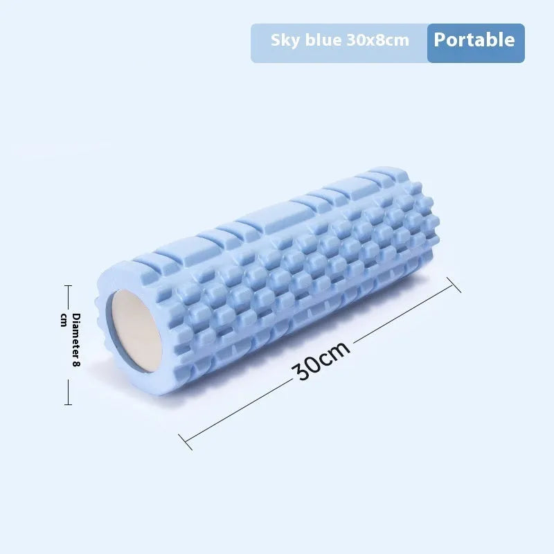 EVA foam roller fitness equipment in multiple colours and sizes for running recovery and yoga