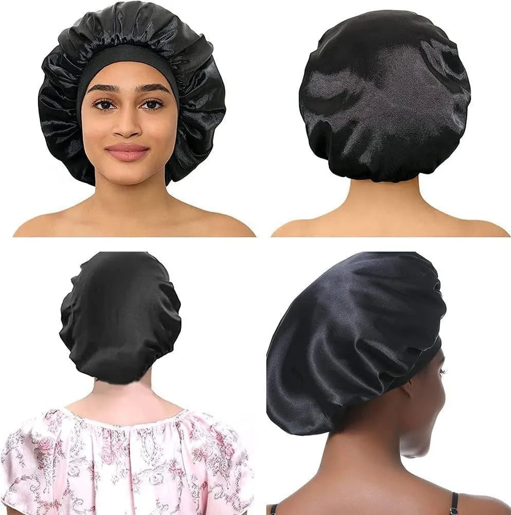 Wide-brimmed high elastic knit polyester headscarf beauty cap for women in tie-dye colour flat top crown