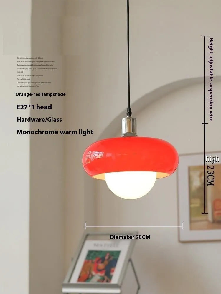 Milk white Bauhaus pendant light with three egg tart-shaped glass shades for bedroom or dining room
