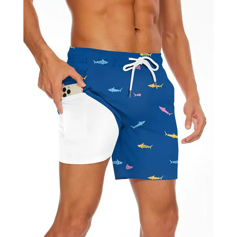 Men's loose-fit beach pants in HD-STK colour with size options from XS to 5XL