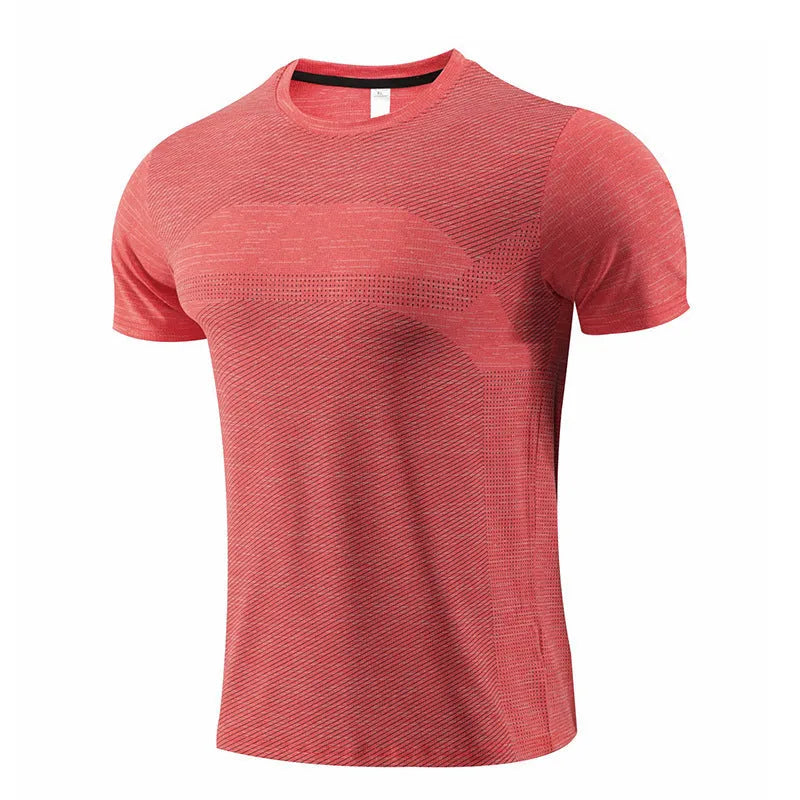Men's short sleeve running and basketball T-shirt in polyester spandex fabric on a size chart