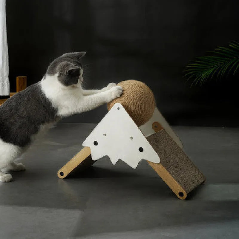 Cat grasping ball toy sisal scratch board 45x20x35cm simple style snow mountain colour