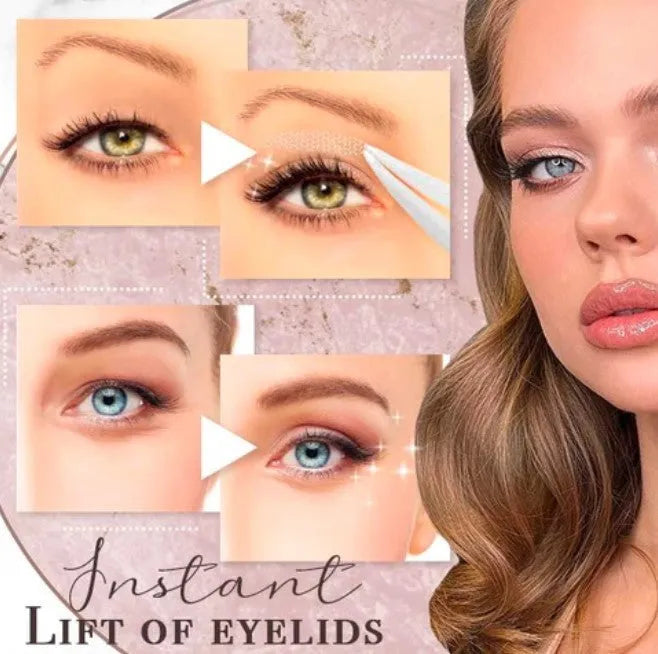 Box of non-adhesive eyelid stickers in three sizes for double eyelid creation