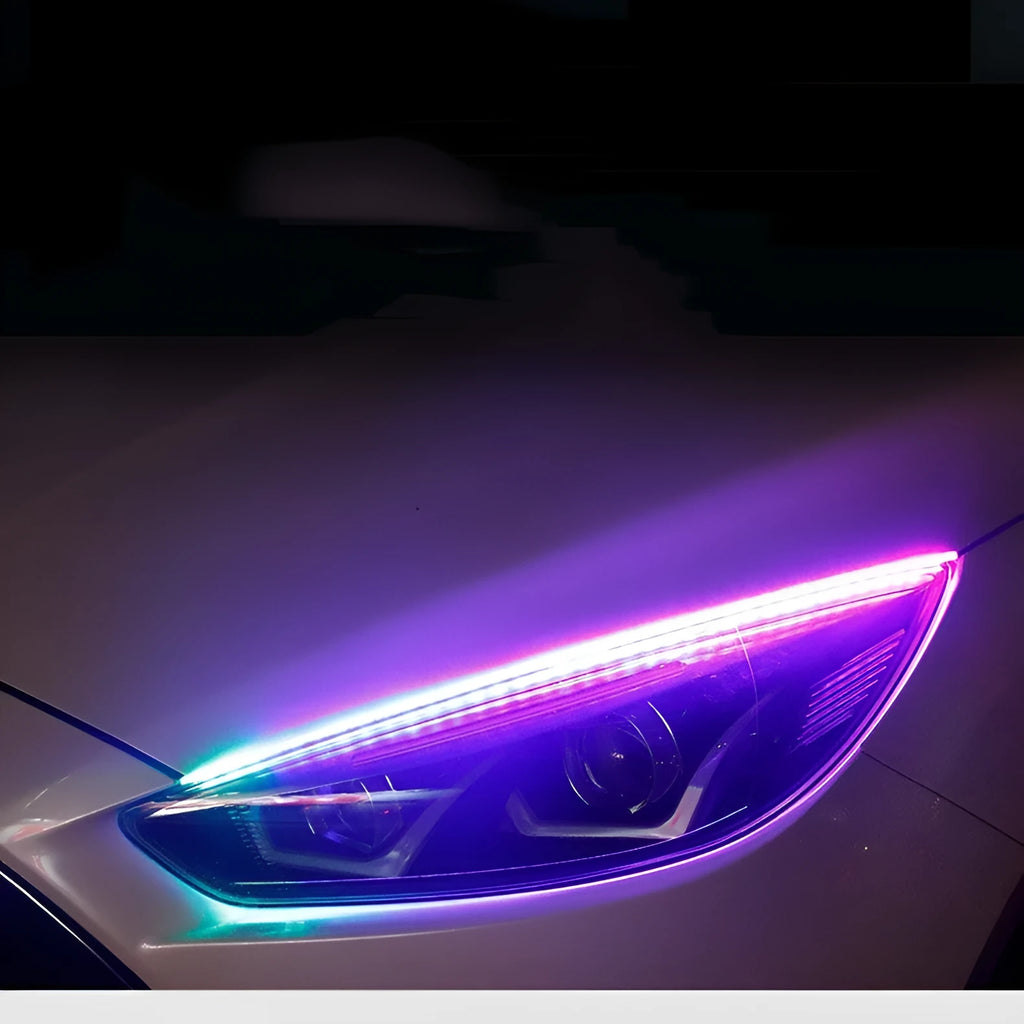 RGB colour changing LED daytime running light strip for cars with remote control.