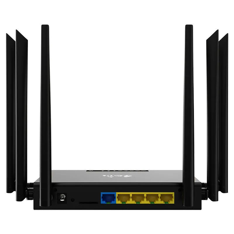 Industrial iron box 4G router with removable sucker antenna measuring 29.5 x 25 cm