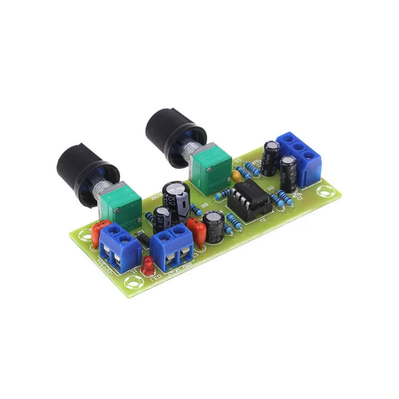 Super dynamic bass boost front stage circuit board with potentiometers and mounting holes
