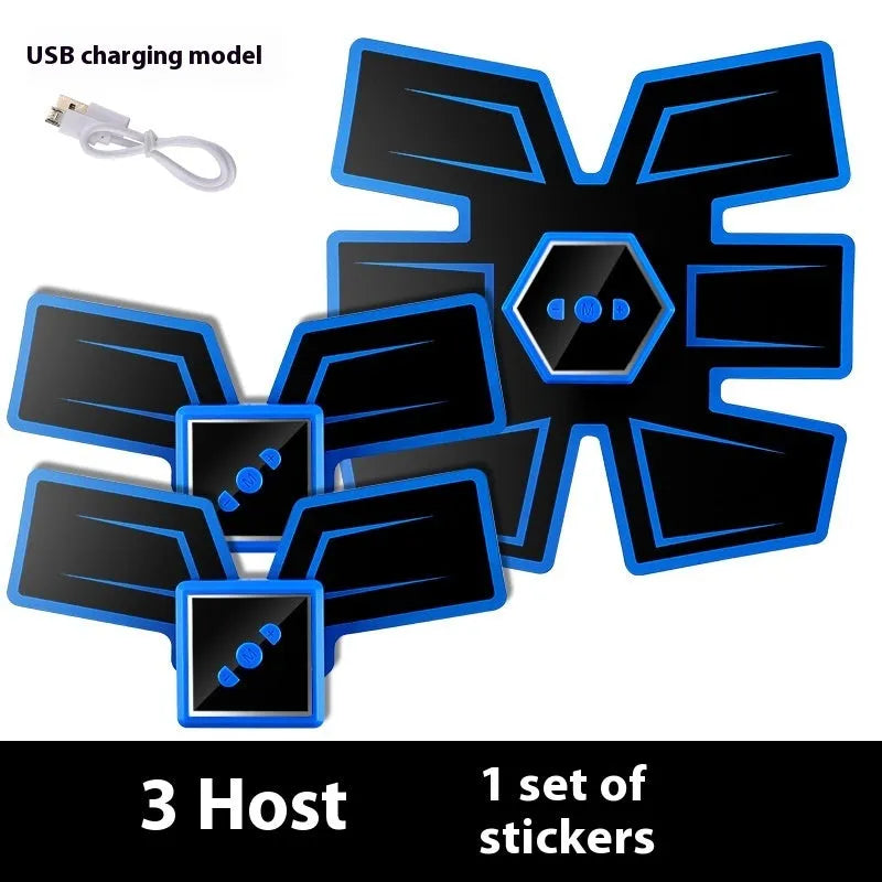Set of eight rectangular abdominal massage patches for body sculpting and waist reduction.