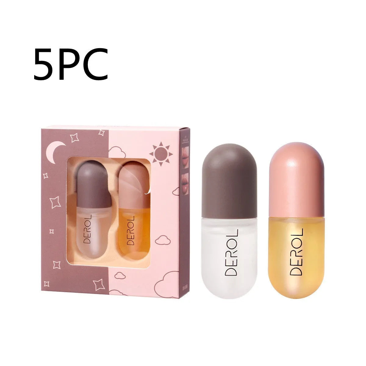 Clear lip plumper oil 5.5ml in light yellow formula with applicator wand for chapped dry lip care