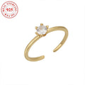 S925 sterling silver adjustable toe ring for women in gold F048 with inlaid zircon and geometric open design.