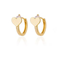 Women's heart-shaped zircon clip earrings with stainless steel construction and 18K gold finish
