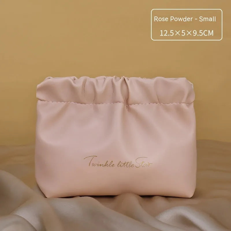 Leather travel toiletry bag in caramel mocha colour with dry wet separation compartments