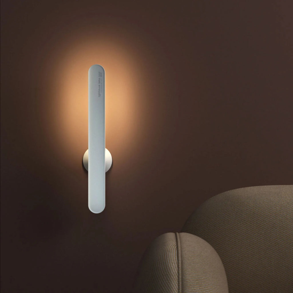 Geometric khaki desk lamp with magnetic wall suction mount and USB cable