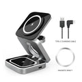 Three-in-one desktop wireless charging bracket with folding design for Apple Samsung Google devices