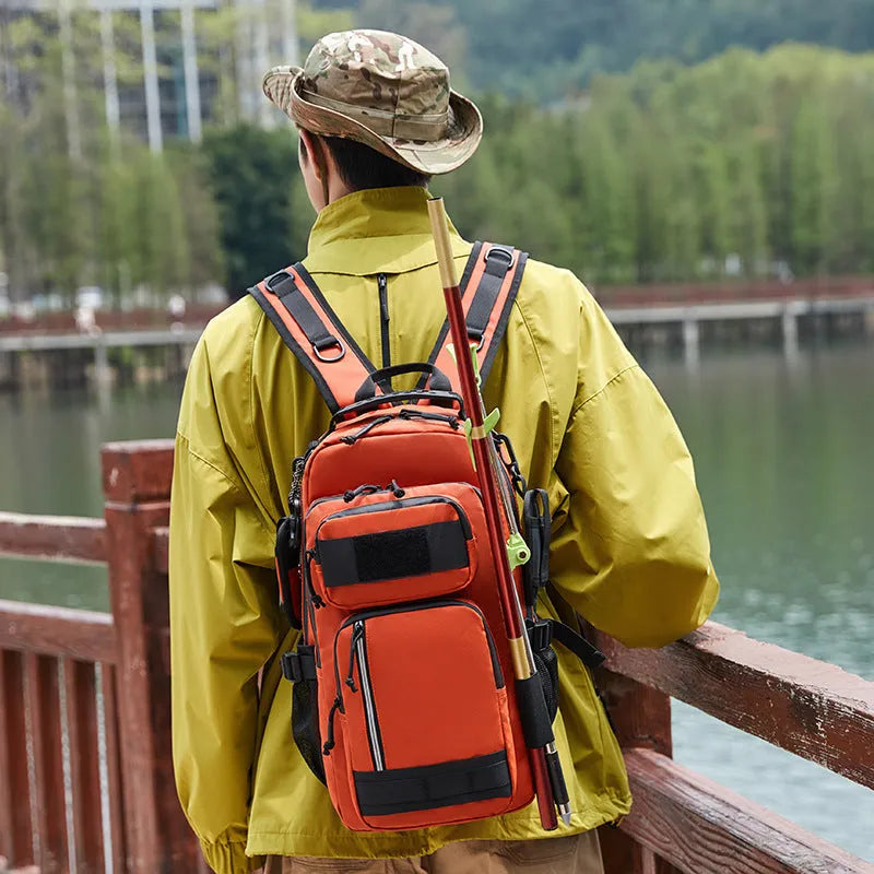 Large 20-35 litre outdoor hiking backpack in a solid colour, made from Derm material.