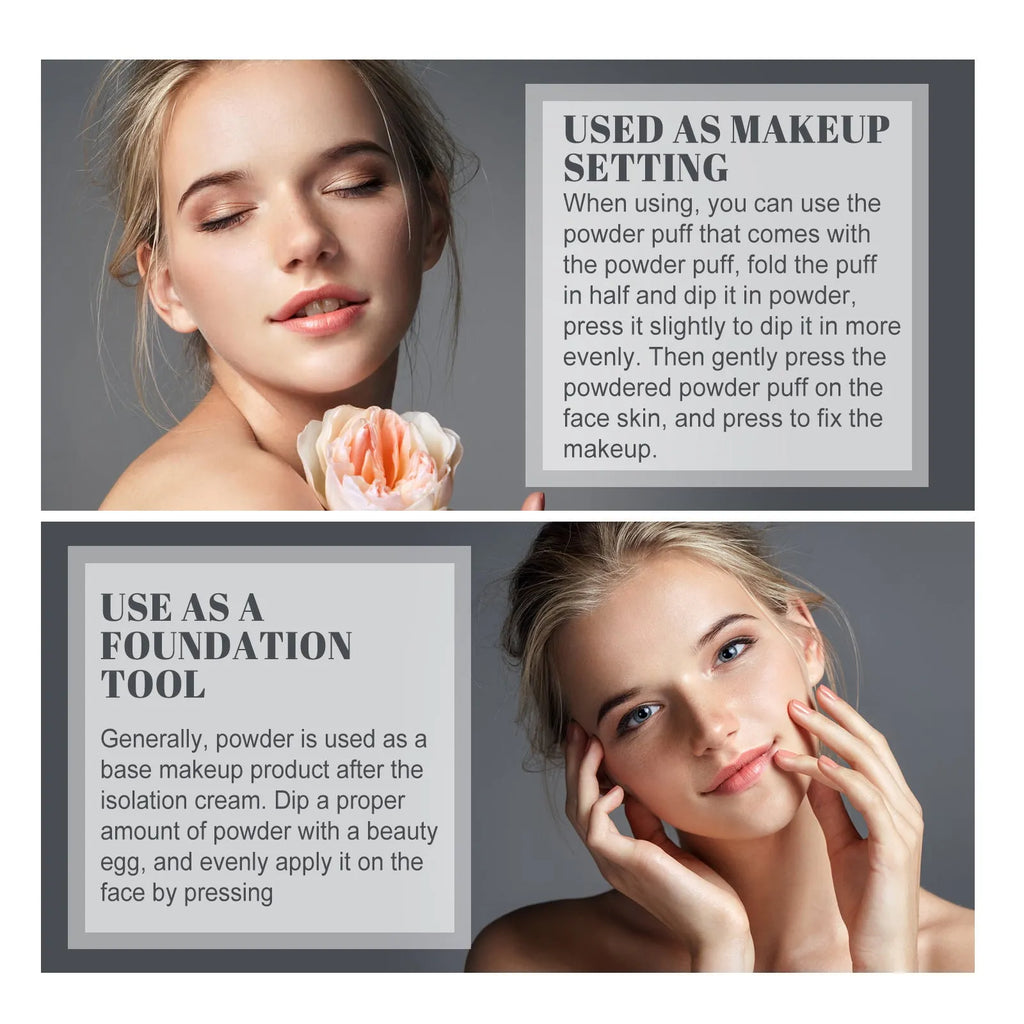 8g compact of natural finishing powder for makeup setting in classic ivory, natural beige, or pure beige.