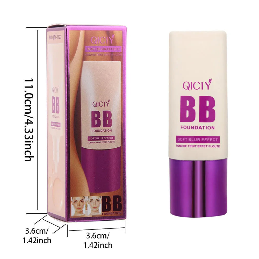 Feeding bottle of BB cream liquid foundation concealer showing brightening repair formula.