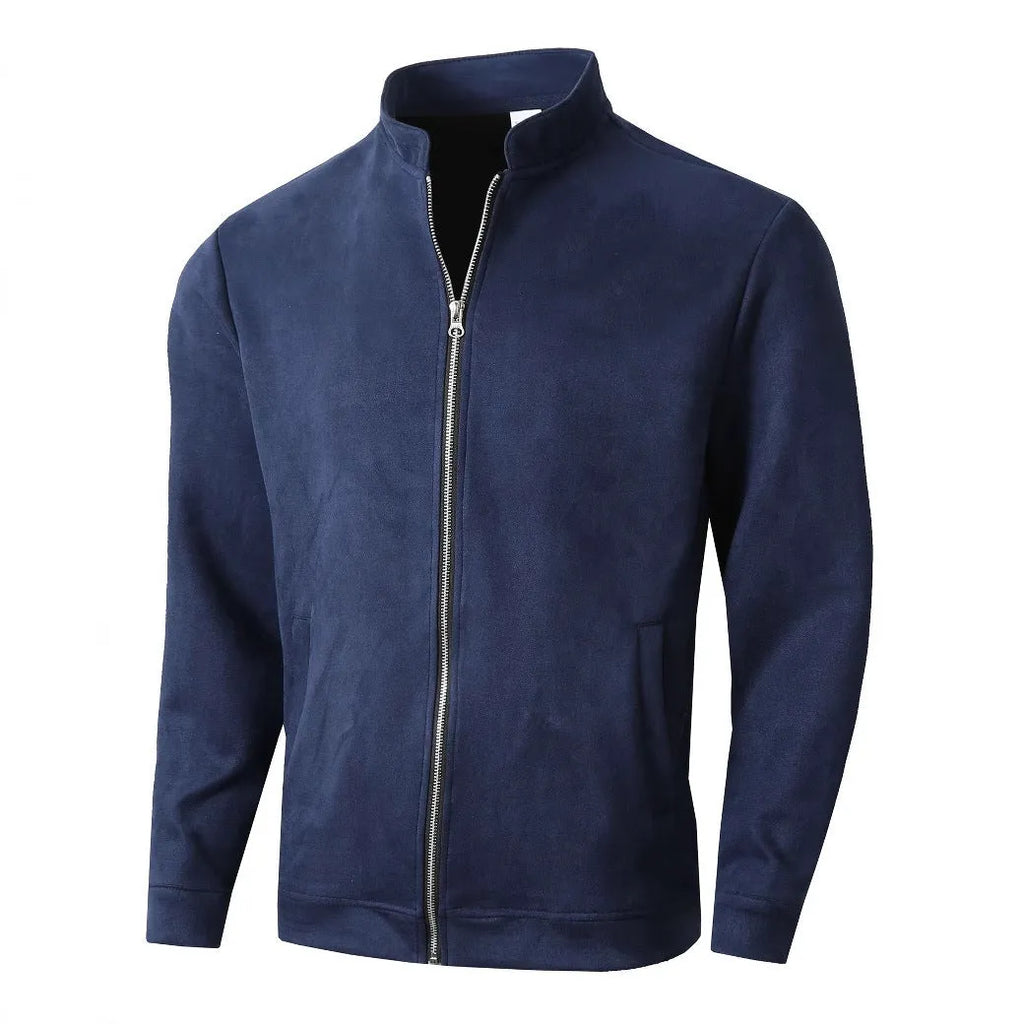 Men's slim fit stand collar jacket solid colour casual winter outerwear front view
