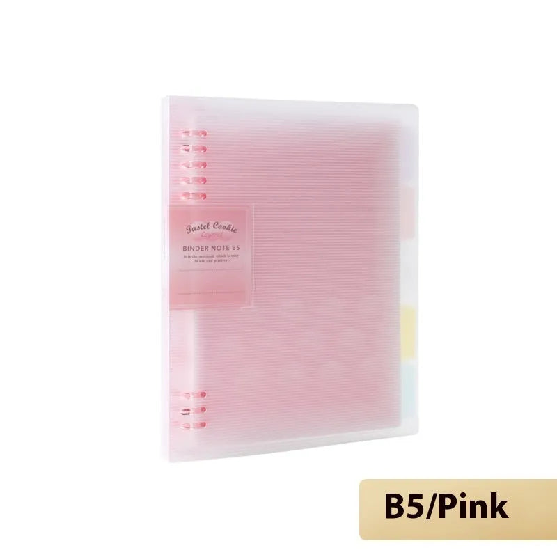 Refillable spiral notebook in A5 and B5 sizes with colourful PP cover options