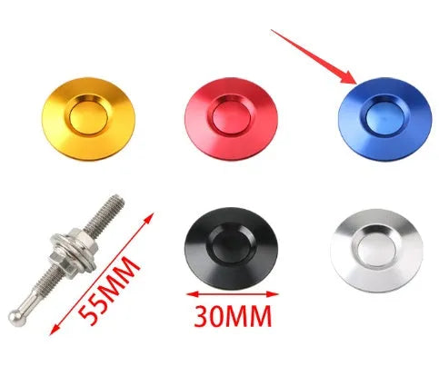 30mm diameter engine cover lock in silver, black, gold, blue, and red colour options