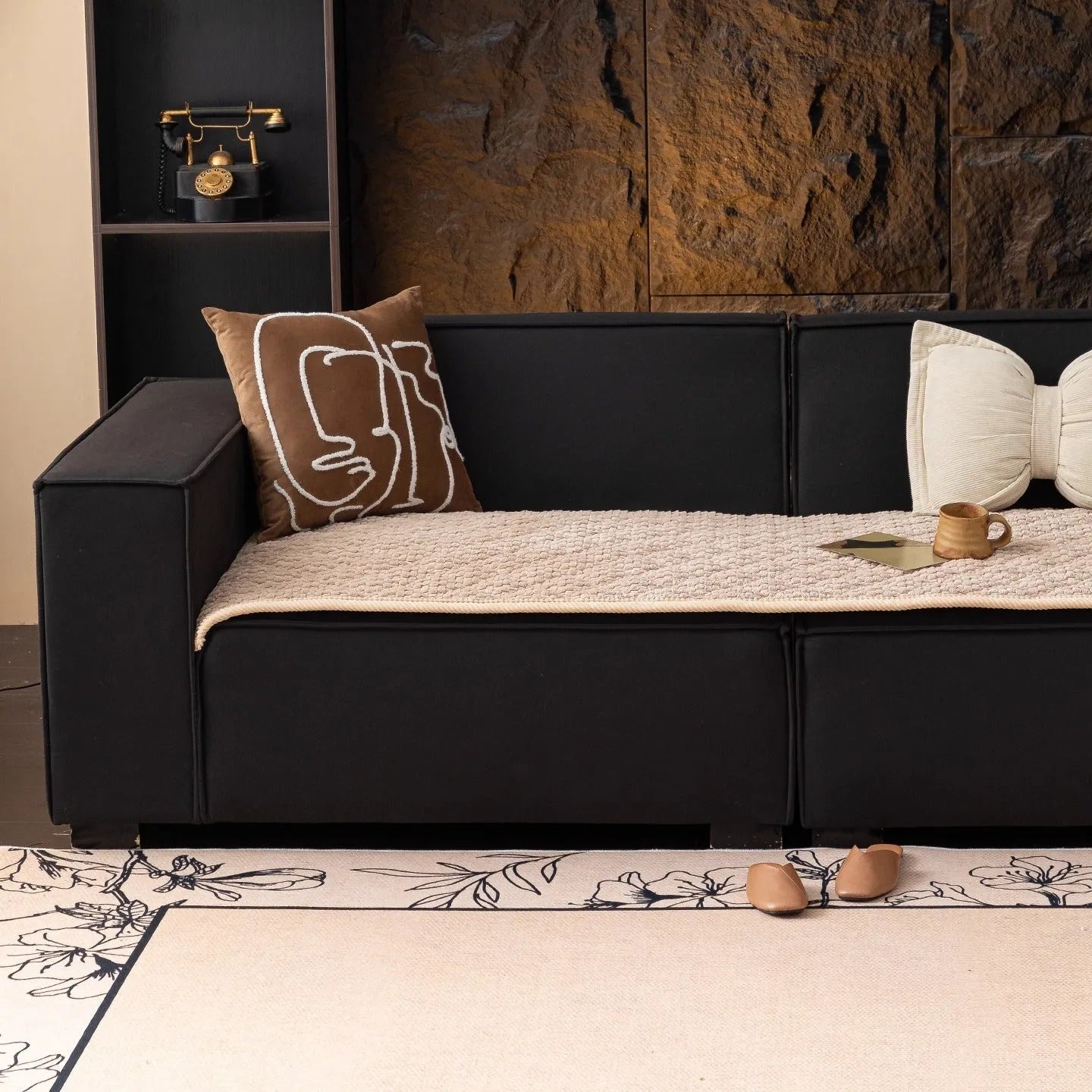 New corduroy sofa cushion in solid colour cloth liner style for living room use