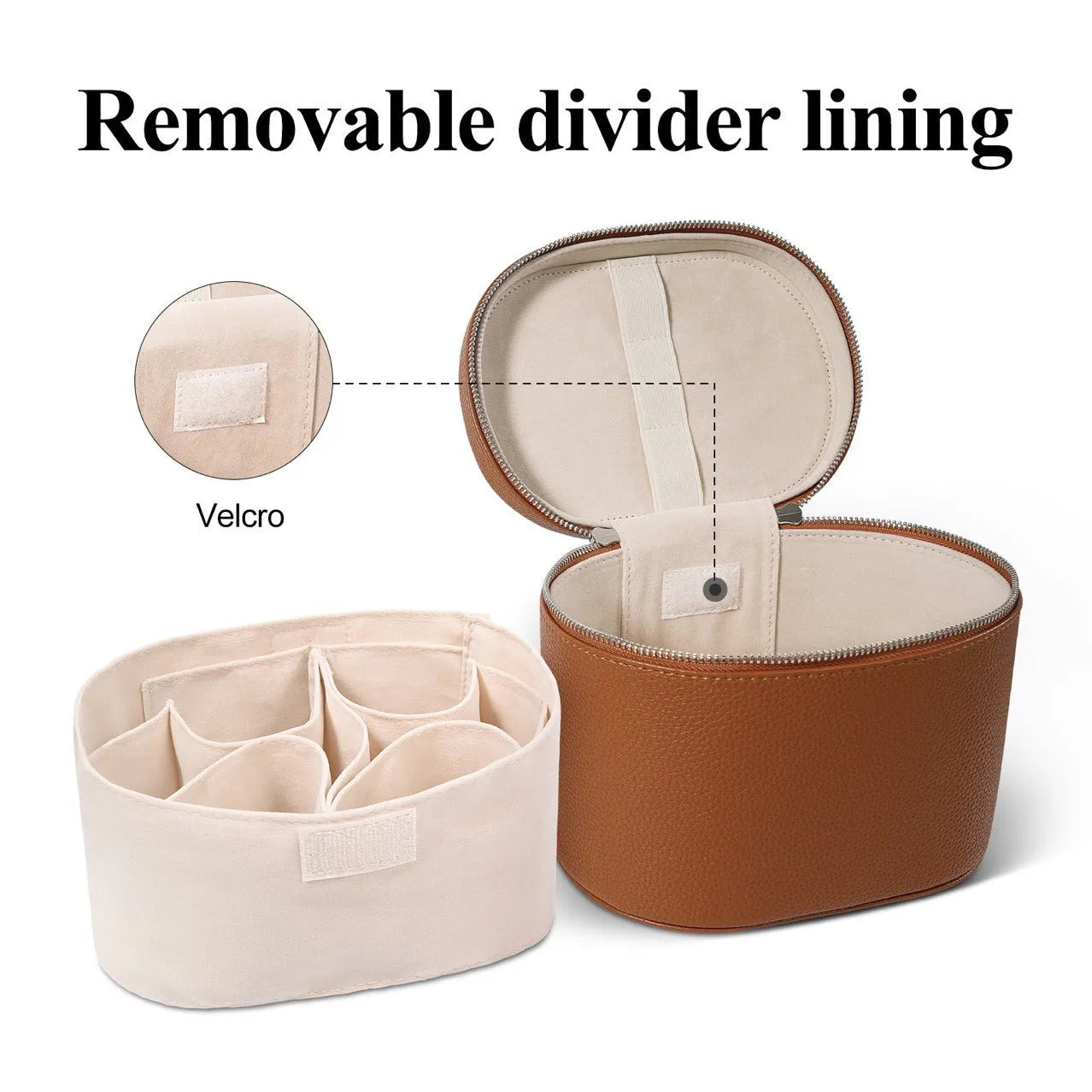 Removable elastic band cosmetic bag in retro tone PU, black colour, for travel and home storage