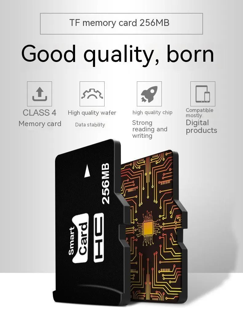 TF series 256MB memory card in its packaging, dimensions 11x15x1mm.