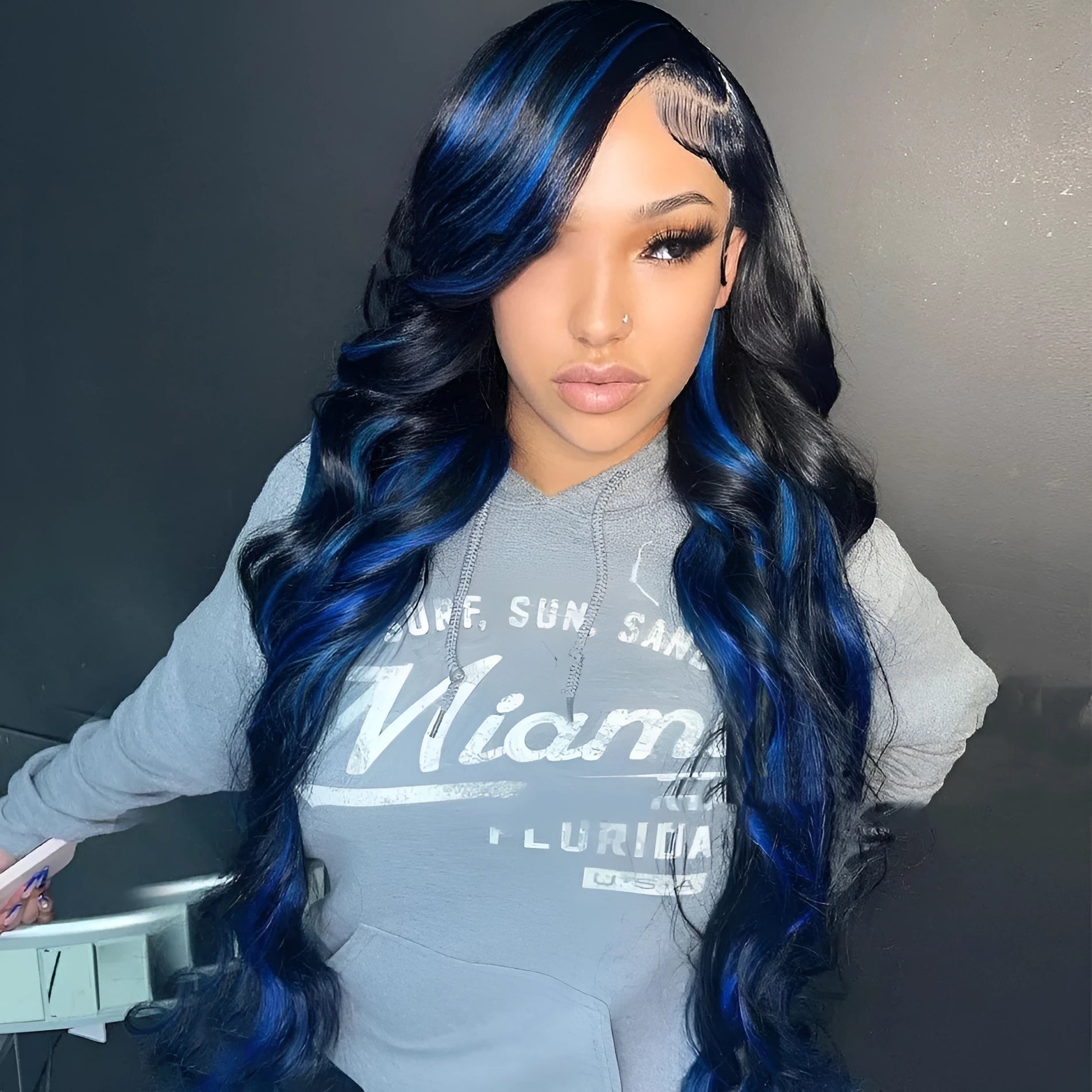 Real human hair lace front wig with 4x4 lace headgear in star fashion style