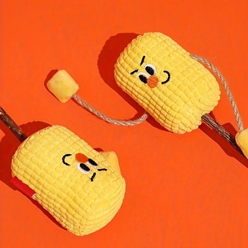 Natural corn cob and polio wood cat chew toy with catnip filling for dental care