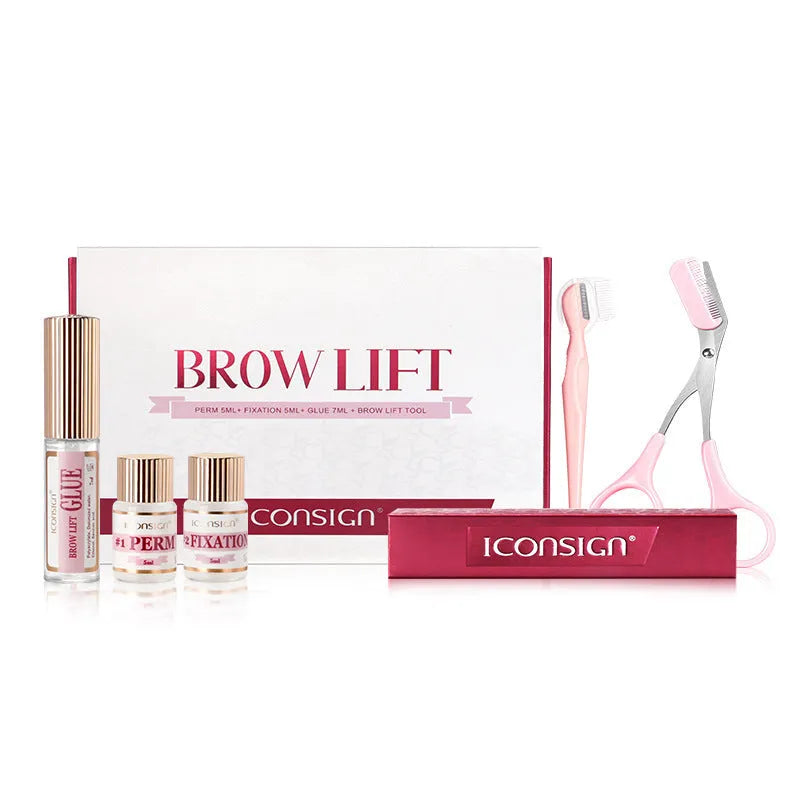 Pink eyebrow scald suit keratosis removal set with perm solution components for eyebrow styling