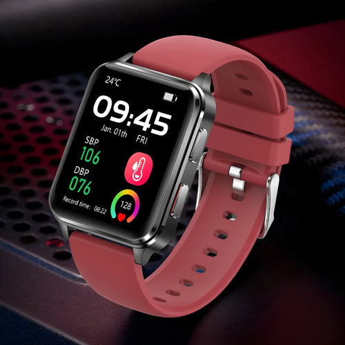 Air Type multi-sport watch with 1.70 inch tempered glass screen and blue silicone wristband showing heart rate data
