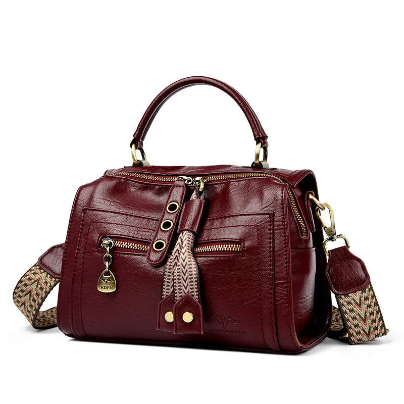 Grey retro-style women's crossbody bag in soft PU leather with horizontal square shape