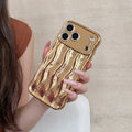 TPU solid colour plating striped phone case for iPhone 17 Pro Max in metallic Gold finish
