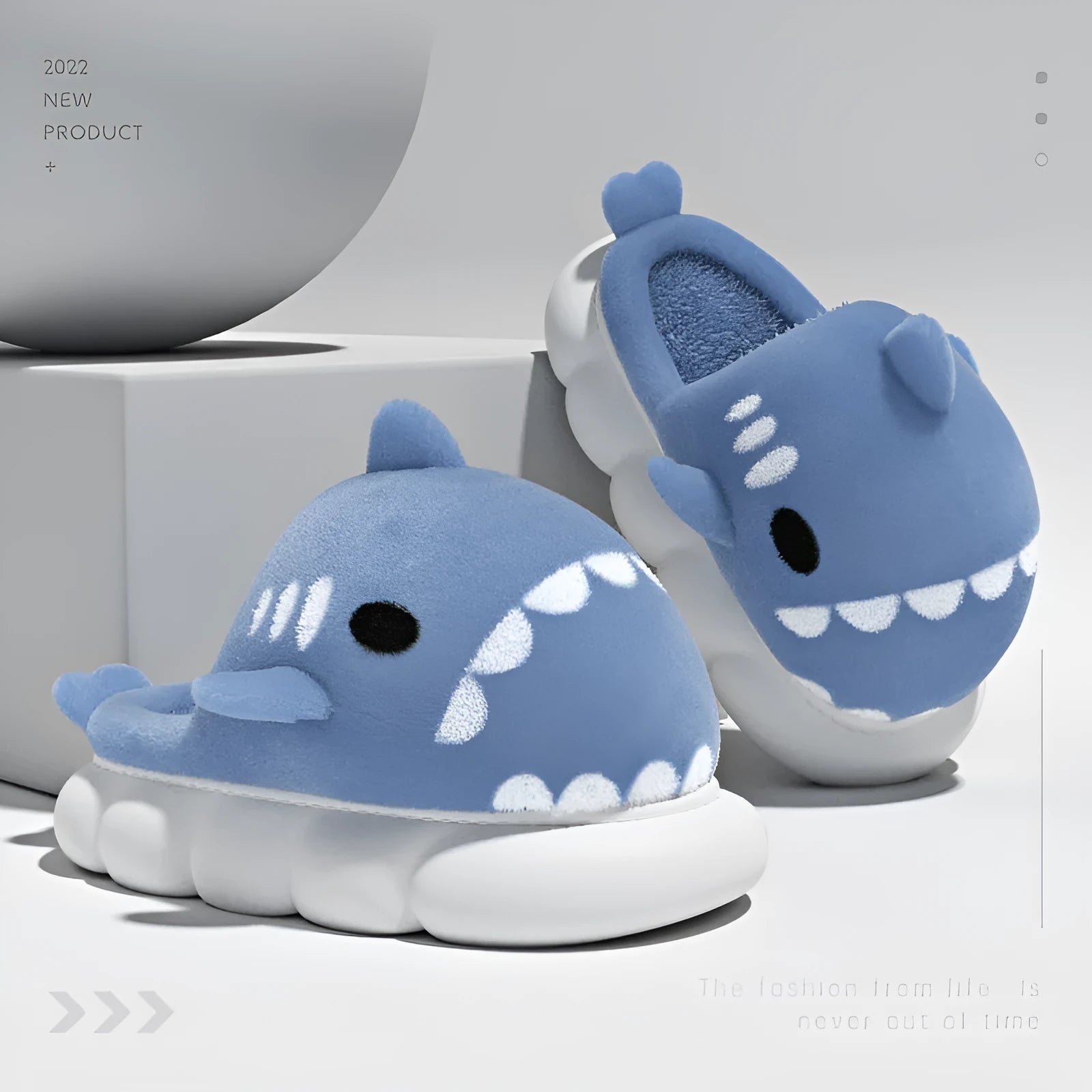 Shark slippers warm winter house shoes with suede upper and anti-skid sole