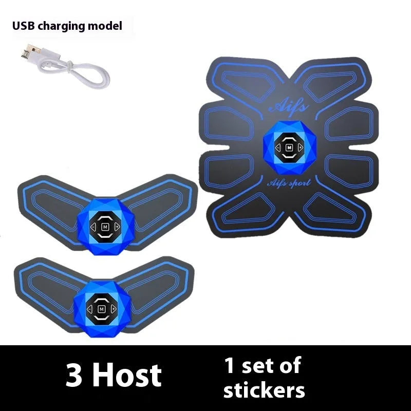 Set of eight rectangular abdominal massage patches for body sculpting and waist reduction.