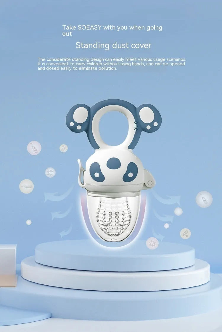 Happy Bite baby teether fruit feeder in transparent edible silicon with hand guard