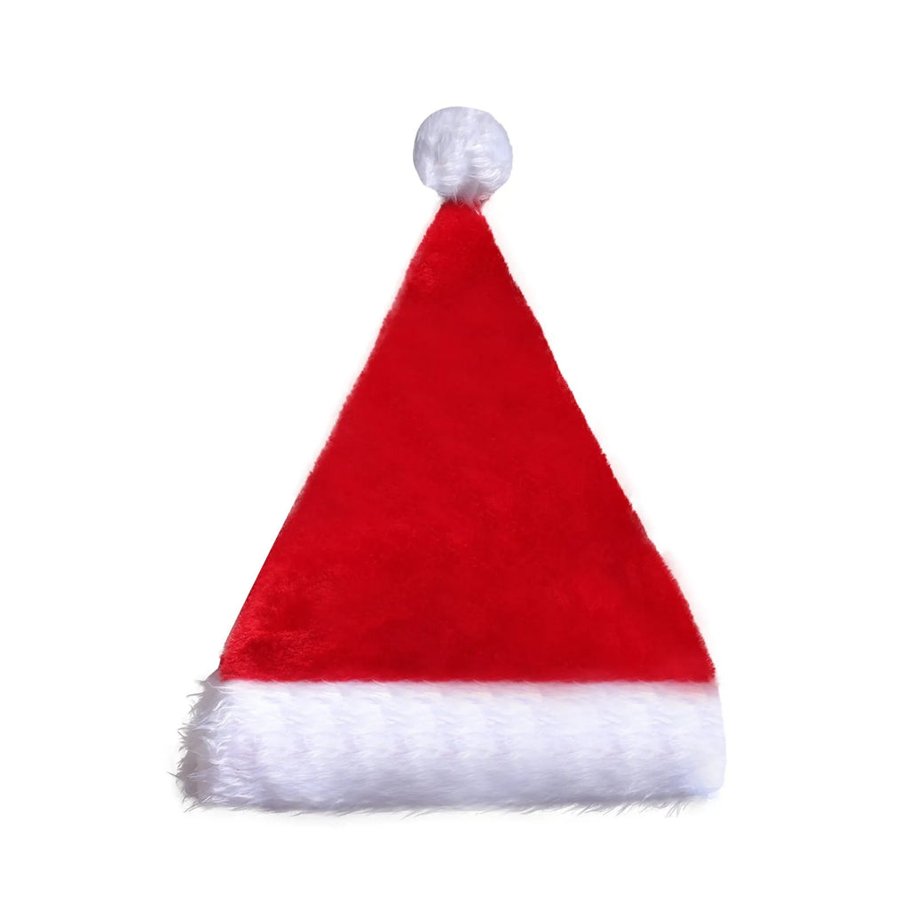 Red and white plush Santa hat with glowing LED lights around the brim and a white pom-pom.