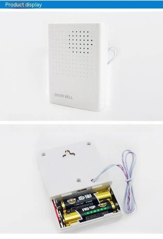 White wired battery-mounted dingdong doorbell with compact 87mm size