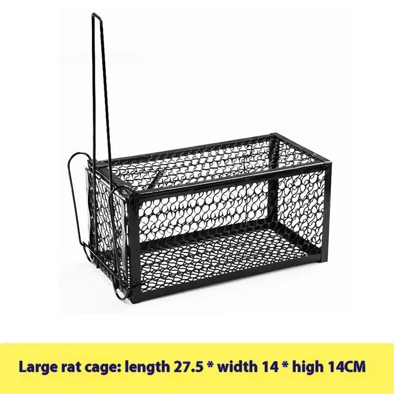 Automatic mouse cage trap with metal and plastic construction showing cage mechanism