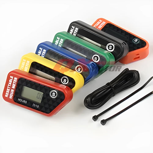 Black waterproof electronic timer with LCD display for vehicle and machinery maintenance