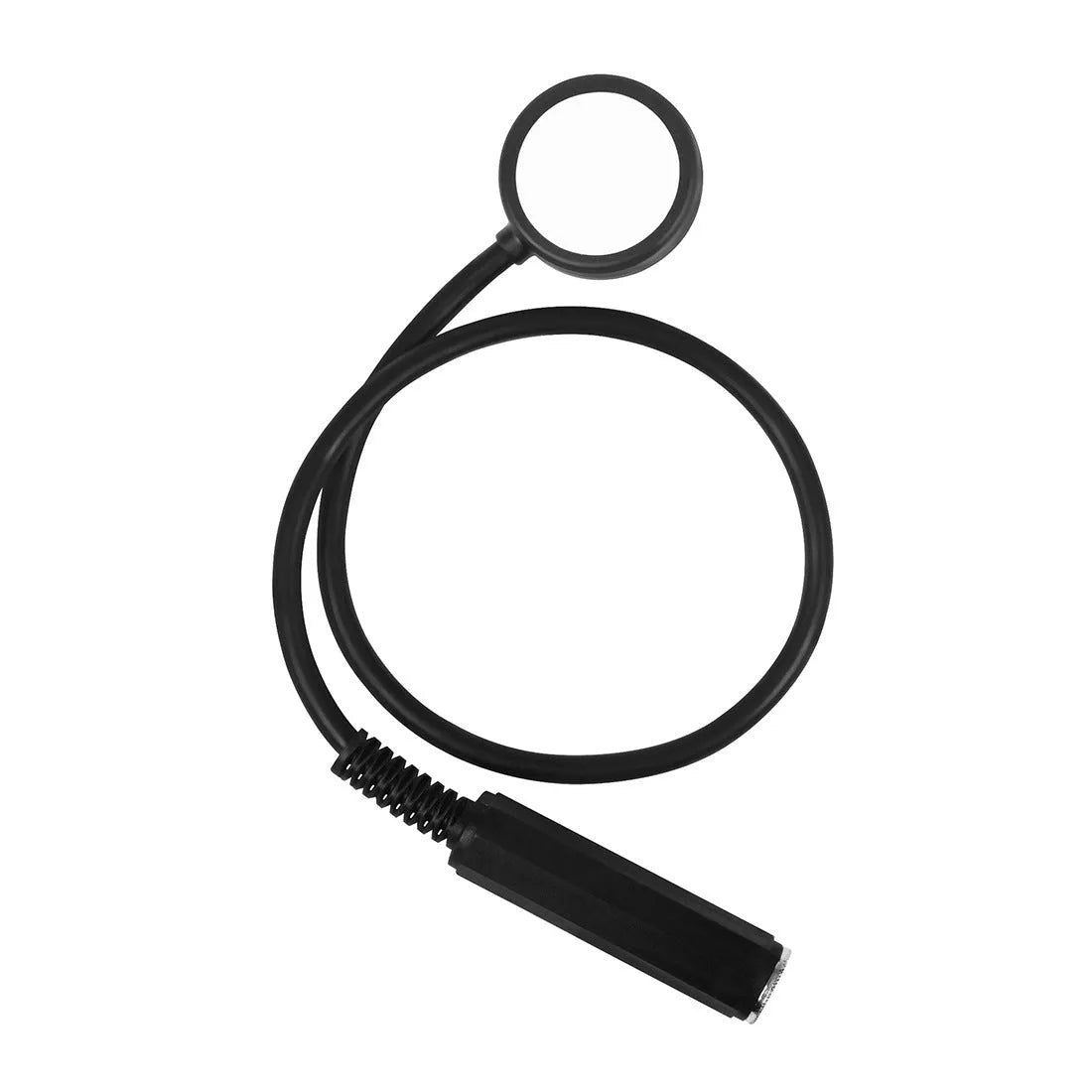 Black universal guitar pickup clip, 40.7cm, with microphone, Velcro strip, and buckle for musical instrument use