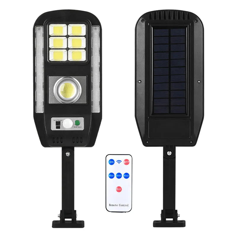 Outdoor solar street light with colourful warning, COB 20W, IP65, remote control solar garden light