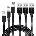 Braided fast-charge Micro USB cable in black and white, shown coiled.