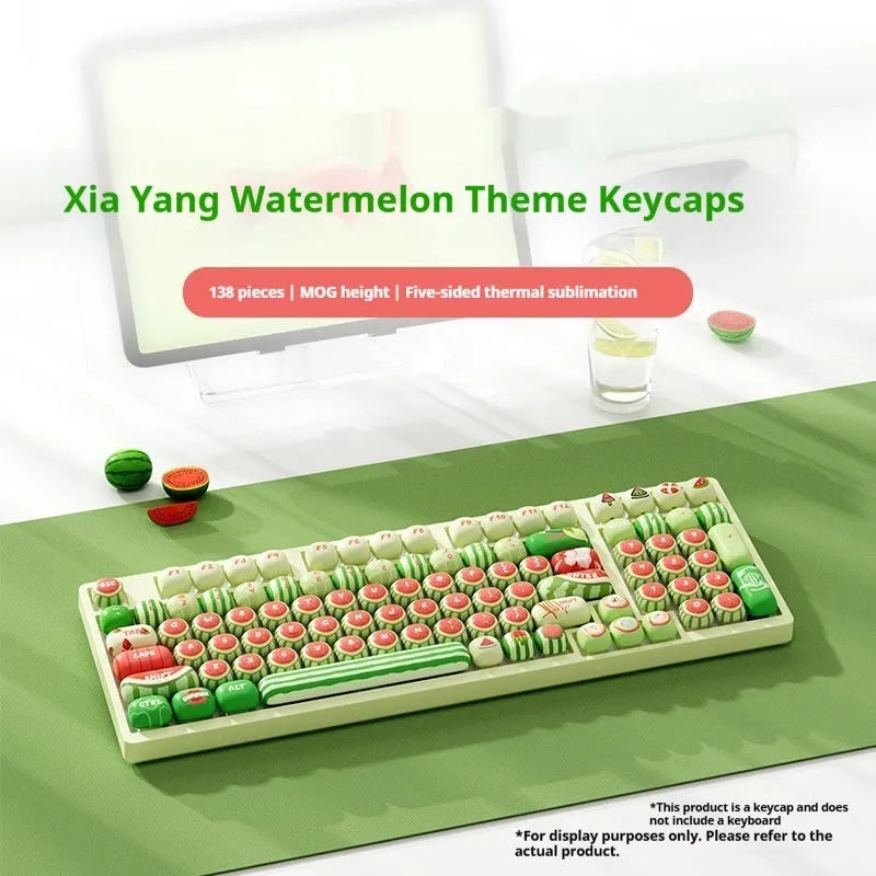 Watermelon theme mechanical keyboard keycaps with five-sided sublimation printing on PBT plastic