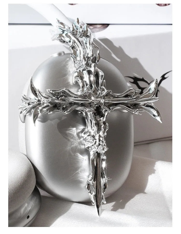 Hard resin Gothic cross design headphone cover for Apple AirPods Max in black or silver options