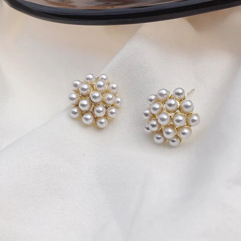 Korean style pineapple and starfish pearl drop earrings in alloy with electroplated finish