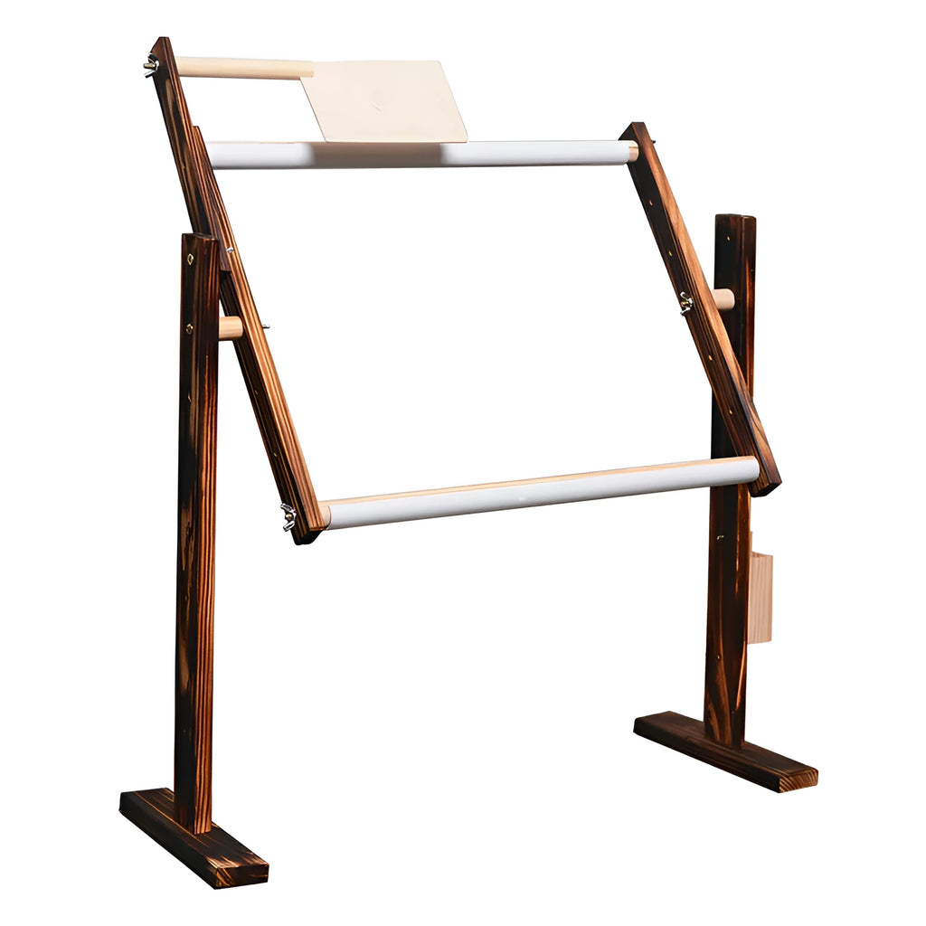 Vertical desktop cross stitch frame made from solid pine wood with adjustable height mechanism
