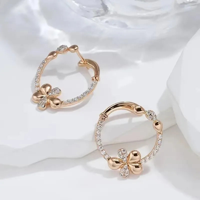 Copper round geometric earrings with electroplated finish colour EK13286-FD-01