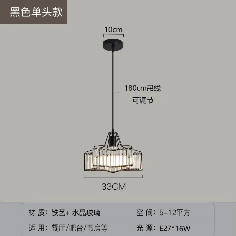 Crystal ceiling chandelier with iron frame in light luxury style showing black and gold finish options
